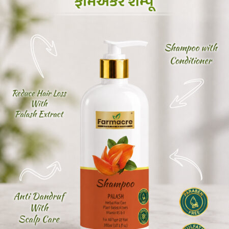 Farmacre Palash Herbal Shampoo with Conditioner | Anti Dandruff & Hair Fall Control | Sulfate & Paraben Free | 300ml